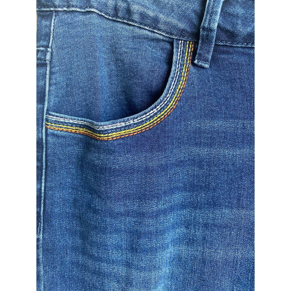 LUUKSE Wide Leg High Rise Jeans Size 16 Darker Wash Denim w Rainbow Pocket Plus - Picture 2 of 12